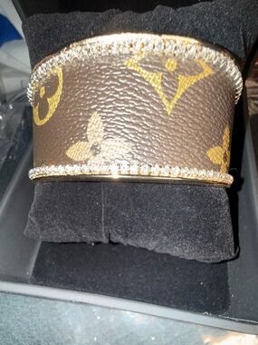 Designer-Inspired Brown and Gold Monogram it’s a beautiful New Bracelet Cuff